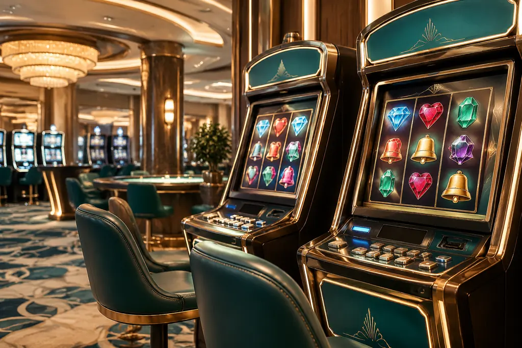 Deretan mesin slot dengan tema permata